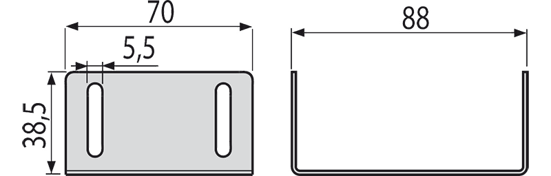 Перемычка для дренажных желобов 75 мм, оцинкованная сталь Перемычка для дренажных желобов 75 мм, оцинкованная сталь