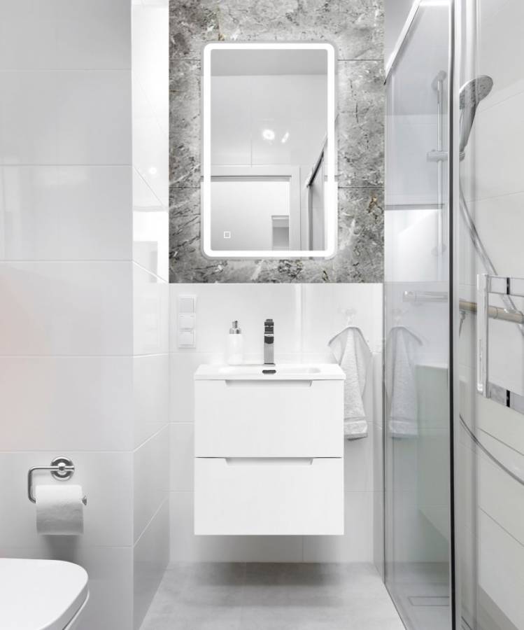 Тумба с раковиной подвесная BelBagno ETNA 50 Rovere Bianco, раковина белая Тумба с раковиной подвесная BelBagno ETNA 50 Rovere Bianco, раковина белая