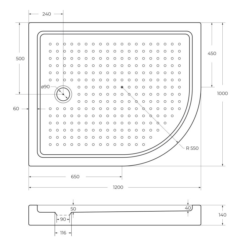 Акриловый поддон CEZARES TRAY-A-RH-100/80-550-15-W-R Акриловый поддон CEZARES TRAY-A-RH-100/80-550-15-W-R