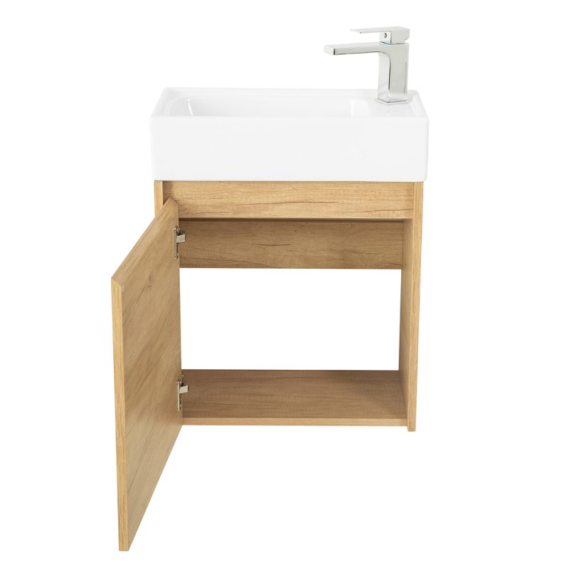 Тумба с раковиной подвесная BelBagno KRAFT MINI 50 Rovere Galifax Bianco левосторонняя, раковина белая Тумба с раковиной подвесная BelBagno KRAFT MINI 50 Rovere Galifax Bianco левосторонняя, раковина белая