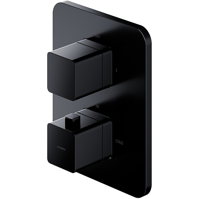 Смеситель термостатический для душа скрытого монтажа OMNIRES PARMA PM7436BL (черный BLM) Смеситель термостатический для душа скрытого монтажа OMNIRES PARMA PM7436BL (черный BLM)