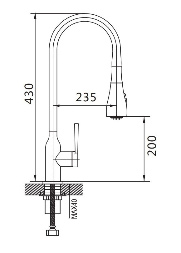 Смеситель для кухни латунь, черный S163Т Смеситель для кухни латунь, черный S163Т