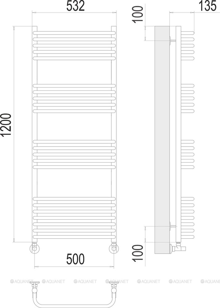 Полотенцесушитель Terminus Стандарт П22 500х1200 Полотенцесушитель Terminus Стандарт П22 500х1200