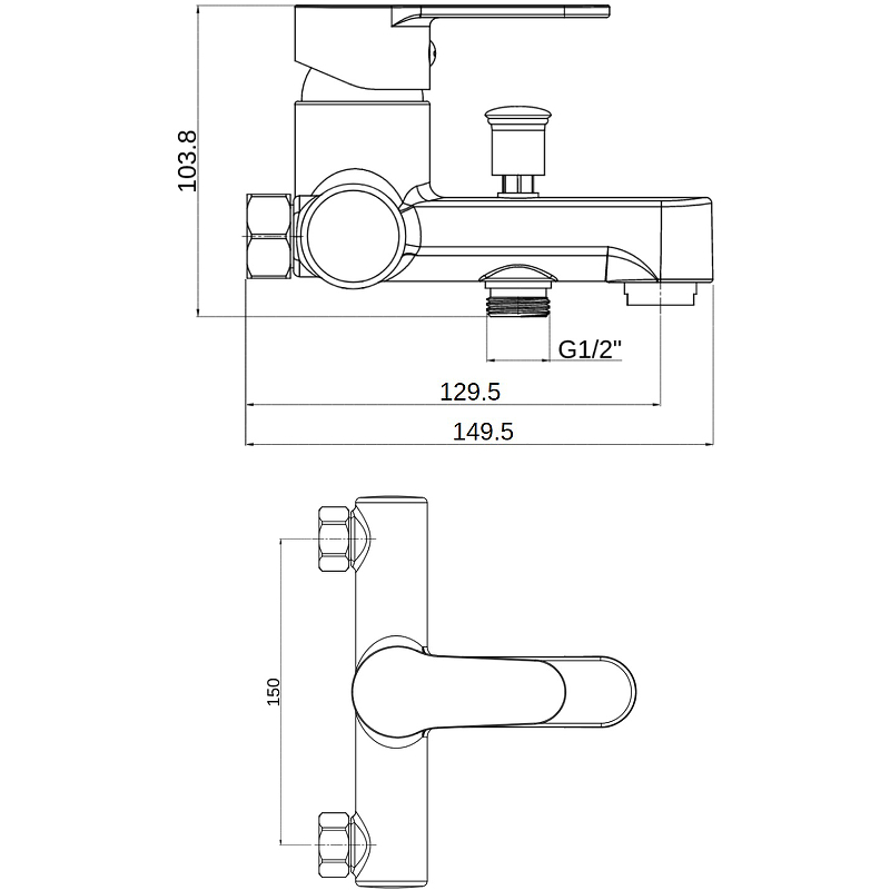 OneLife P07-100b полимерный смеситель для ванны/душа, черный OneLife P07-100b полимерный смеситель для ванны/душа, черный