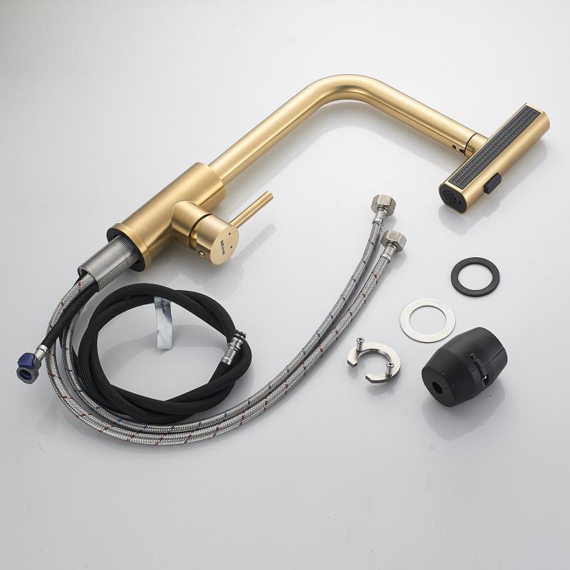 Смеситель для кухни с выдвижной лейкой Shevanik S263 S263G Смеситель для кухни с выдвижной лейкой Shevanik S263 S263G