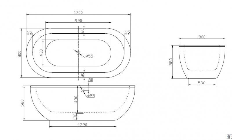 Акриловая ванна BELBAGNO BB13-1800 Акриловая ванна BELBAGNO BB13-1800