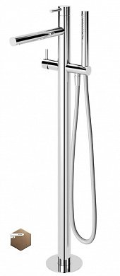 LEAF-VDP-L-SS Напольный смеситель для ванны и душа однорычажный в комплекте с ручным душем и шлангом, исполнение Sunset LEAF-VDP-L-SS Напольный смеситель для ванны и душа однорычажный в комплекте с ручным душем и шлангом, исполнение Sunset