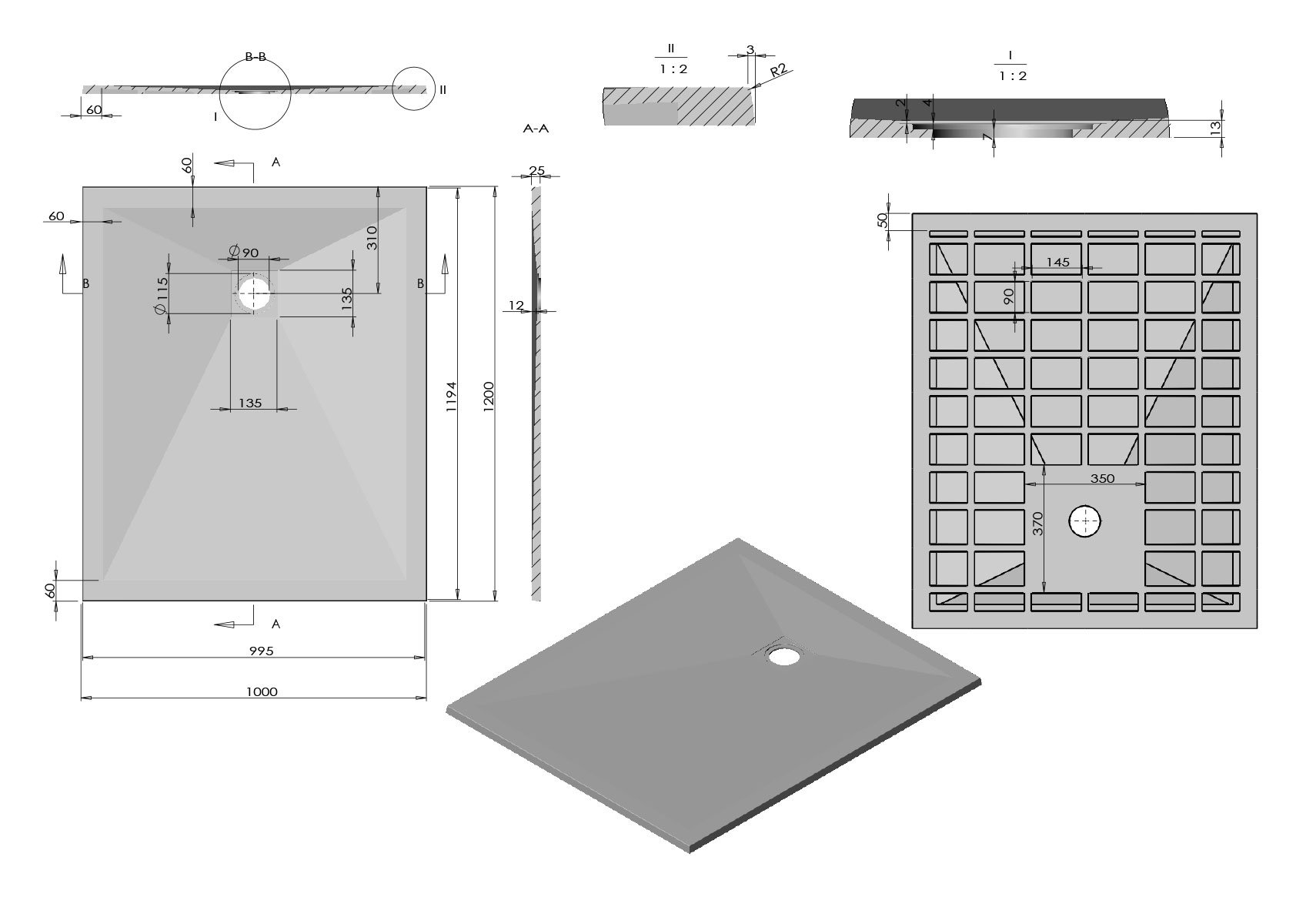Поддон для душа из искусственного камня VST-4SR1012W,1200*1000*25, белый матовый Поддон для душа из искусственного камня VST-4SR1012W,1200*1000*25, белый матовый