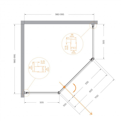 ECO-O-P-1-100-C-Cr Душевой уголок ECO-O-P-1-100-C-Cr Душевой уголок