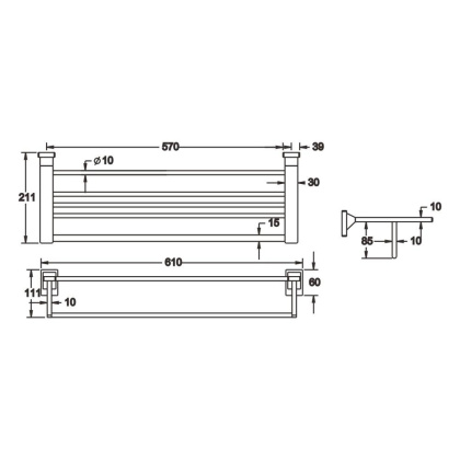 Полотенцедержатель с полкой, RG1608H Rose, Черный