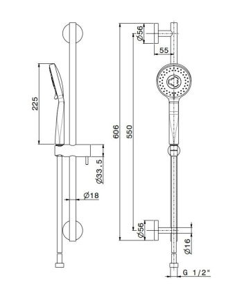 Душевая стойка OLE c лейкой и шлангом, хром Душевая стойка OLE c лейкой и шлангом, хром