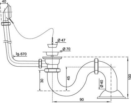Слив-перелив для ванны Wirquin В (хром) Слив-перелив для ванны Wirquin В (хром)