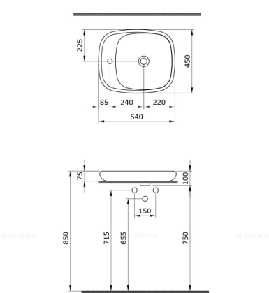 Раковина Fenice, 45 см, с 1 отв. для смесителя, белый, арт.1164-001-0126, шт