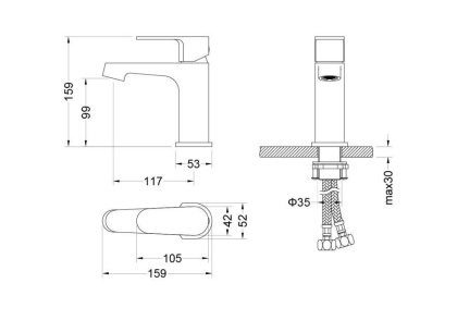 Смеситель для раковины 98, без донного клапана AQUATEK AQ1210CR ОБЕРОН
