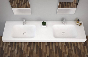 TITAN-1600-2-LVB-SOSPESO Консольная раковина из литьевого мрамора, двойная Цвет Белый 