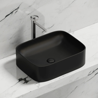 Умывальник чаша накладная прямоугольная (цвет Черный Матовый) Element 505*380*150мм