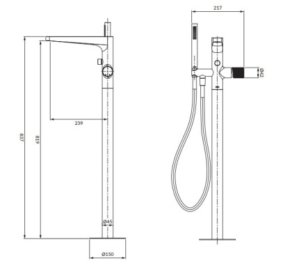 Смеситель для ванны отдельностоящий OMNIRES CONTOUR CT8033GLB (брашированное золото) Смеситель для ванны отдельностоящий OMNIRES CONTOUR CT8033GLB (брашированное золото)