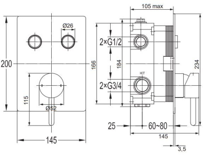 Смеситель для душа скрытого монтажа OMNIRES Y Y1235GCCR (хром) Смеситель для душа скрытого монтажа OMNIRES Y Y1235GCCR (хром)