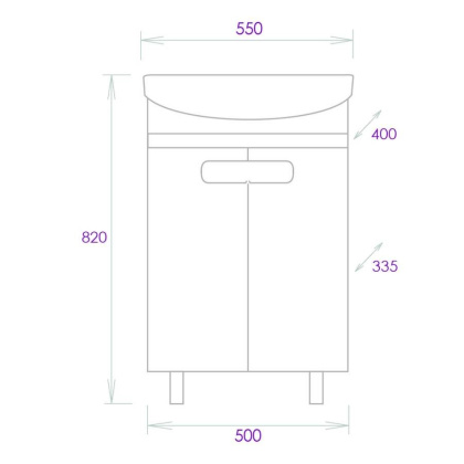 Тумба Onika Харпер 55 напольная, белая глянцевая (ум. Carina 55)