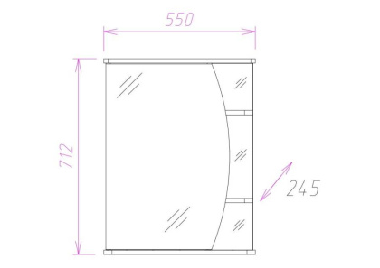Шкаф-зеркало Onika Луна 55 белый, правый, с подсветкой