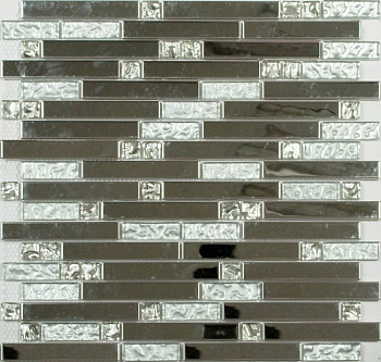 Мозаика MS-605 метал стекло (15*48*98*6) 305*298 