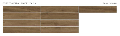 Керамогранит матовый FOREST MERBAU 20x120 MATT, Forest