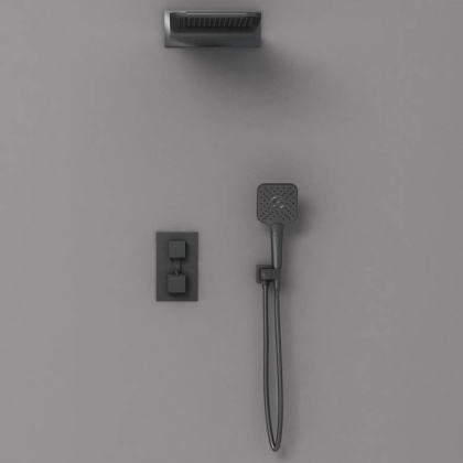 Душевой комплект VSFW-103TMB термостатический встраиваемый, двухрежимный, черный