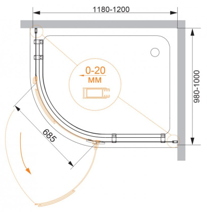 BERGAMO-W-RH-1-120/100-ARCO-C-Cr-L-IV Душевой уголок