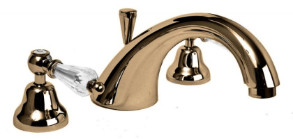 VINTAGE-BVDM-03/24-Sw Смеситель на борт ванной однорычажный с выдвижным душем и переключателем, золото VINTAGE-BVDM-03/24-Sw Смеситель на борт ванной однорычажный с выдвижным душем и переключателем, золото