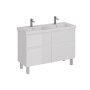 Тумба Lemark COMBI 125см под 2 раковины, подвесная/напольная,4 ящика, цвет корпуса, фасада: Белый глянец