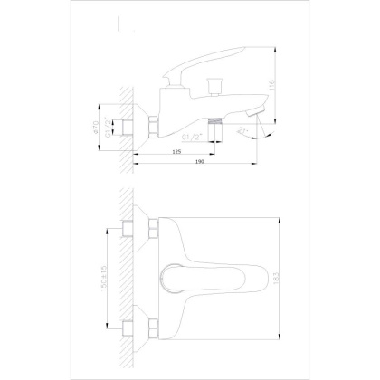 Смеситель для ванны с коротким изливом RUSH Island (IS6535-44)