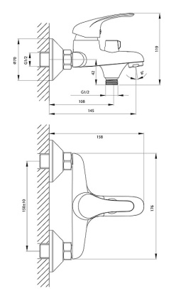 Смеситель Rossinka A35-30 для ванны Смеситель Rossinka A35-30 для ванны