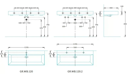 Раковина GRANDE мебельная\подвесная 120, белая глянцевая, одно отверстие под смеситель