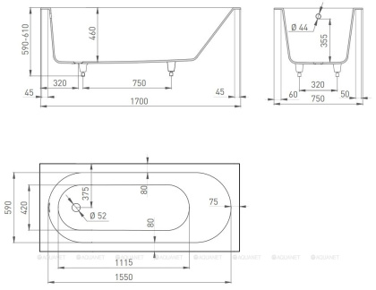 Ванна из искусственного камня ORNELLA 170х75,102321M Ванна из искусственного камня ORNELLA 170х75,102321M