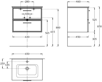 Тумба PIANO Classic подвесная 65 см, 2 ящика, ясень синий матовый PIA.CL.65\BLU.M