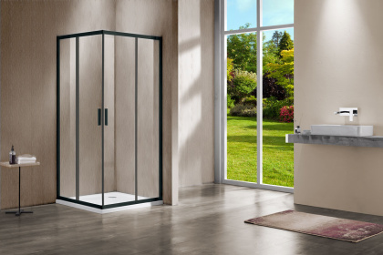 Душевой уголок Garda VSS-1G8010CLB, 1000*800, черный, стекло прозрачное