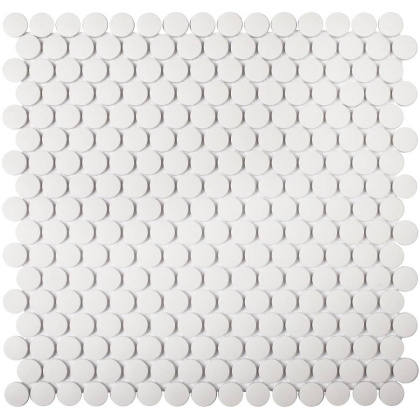Противоскользящая мозаика, Penny Round White Antislip, Non-Slip