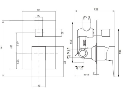 Смеситель для душа скрытого монтажа OMNIRES FRESH FR7135CR (хром) Смеситель для душа скрытого монтажа OMNIRES FRESH FR7135CR (хром)