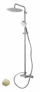 LEAF-CVDA-30-L-SR Душевая стойка телескопическая, с изливом с верхним и ручным душем, верхний душ диаметр 230 мм АБС пластик, исполнение Sunrise