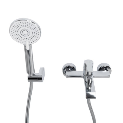 AURORA Смеситель для ванны и душа в комплекте с ручным душем, шлангом и держателем, хром AURORA-VASM-CRM