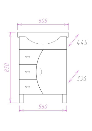 Тумба Onika Луна 60 напольная, белая (ум. Селигер 60)