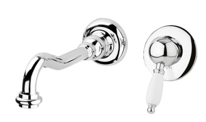 ELITE-BLS1-03/24-Bi Встраиваемый однорычажный смеситель для раковины, золото, ручки белые