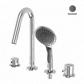 LEAF-BVDM4-L-GM Смеситель на борт ванны врезной, на 4 отверстия, исполнение Gunmetal PVD LEAF-BVDM4-L-GM Смеситель на борт ванны врезной, на 4 отверстия, исполнение Gunmetal PVD