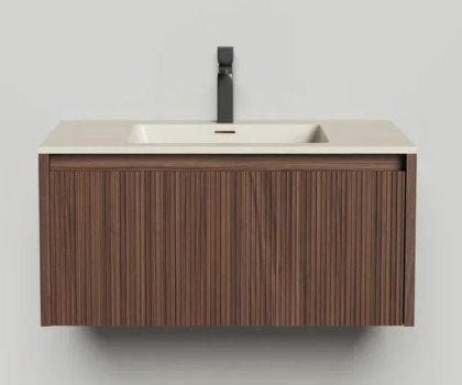 Подвесная тумба Domino 800, шпон, фрезерованный фасад, под встраиваемую раковину