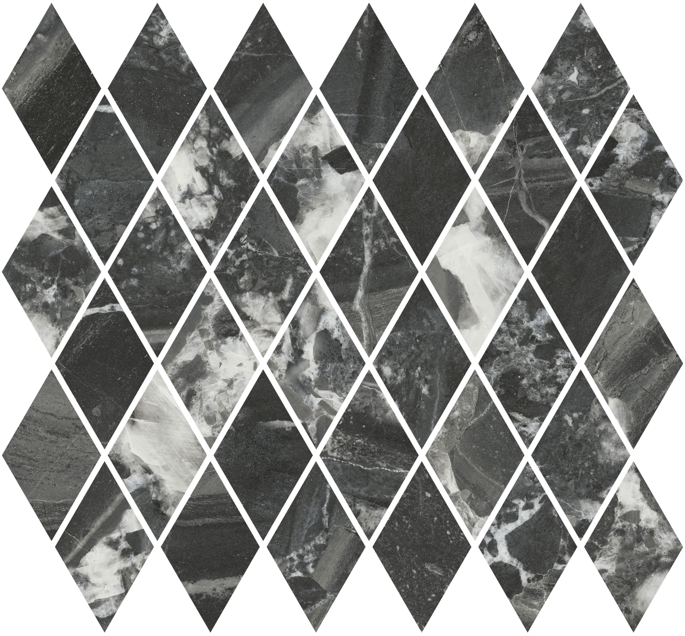 Декор Риальто мозаичный чёрный глянцевый 37,5x35x1