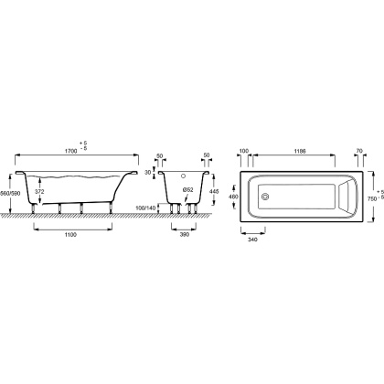 Ванна акриловая Jacob Delafon Elite прямоугольная 170*75 E6D031RU-00, шт Ванна акриловая Jacob Delafon Elite прямоугольная 170*75 E6D031RU-00, шт