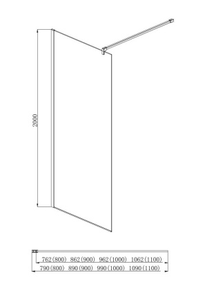 AQ NAR 6310-110 Душевая перегородка Walk in с держателем 1100x2000 профиль хром, стекло прозрачное