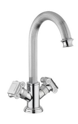 OLIMP-LS2-03/24-Sw Смеситель на раковину с донным клапаном, золото, ручки Swarovski