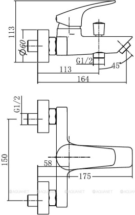 Смеситель для ванны с душем Aquanet Static Black AF330-20B