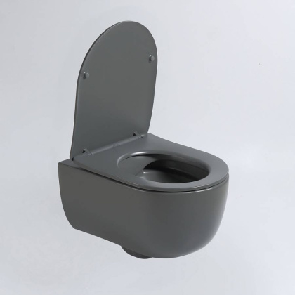 Унитаз подвесной Evo VT1-34SMA безободковый, цвет антрацит матовый, ультратонкое soft-close сиденье